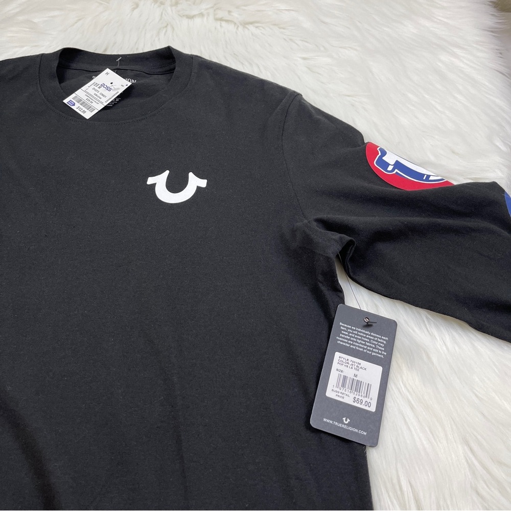 True Religion Double Sided Black Long Sleeve T-Shirt Men’s Size M NWT MSRP $69 - Picture 4 of 7